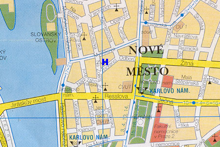 mapa prahy - hostel Na Zbo�enci