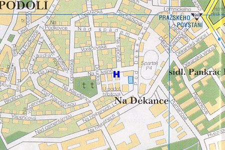 mapa prahy - hostel Podol� - Blok E