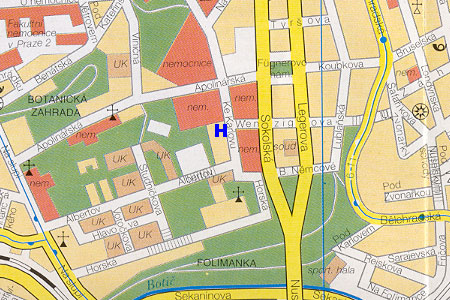 mapa prahy - hostel U Melounu