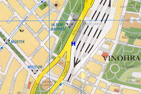 mapa prahy - hostel Vesta