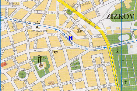 mapa prahy - hotel Golden City