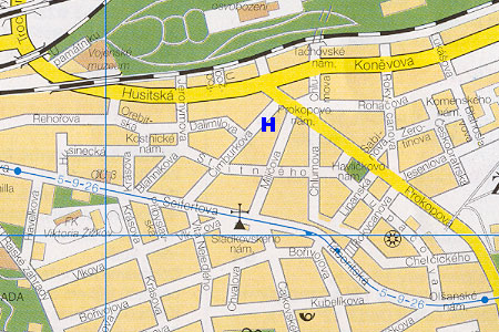 mapa prahy - hotel Kafka