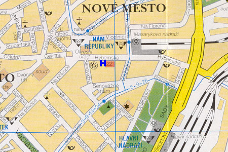 mapa prahy - hotel Meteor Plaza