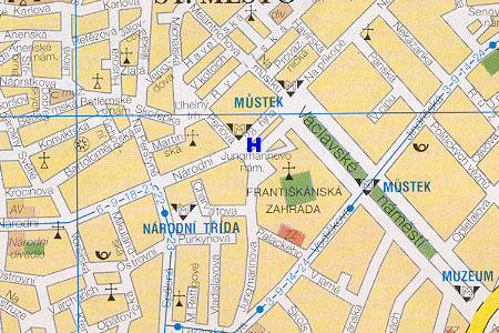 mapa prahy - hotel Na Zlat�m k��i
