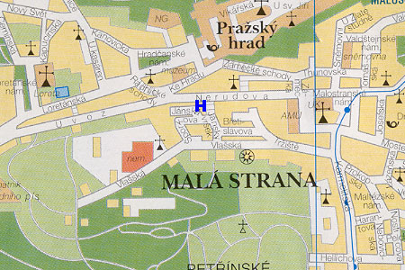 mapa prahy - pension Avalon