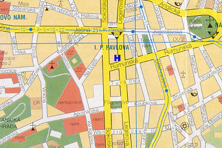 mapa prahy - pension Bezina