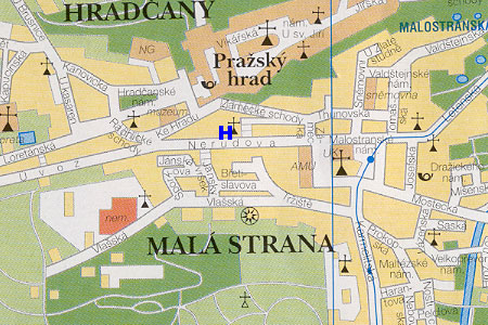mapa prahy - pension D�m U T�� housli�ek